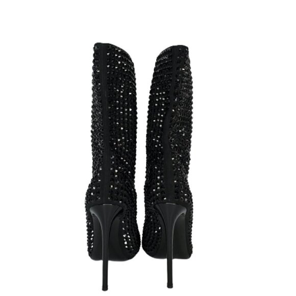 Philipp Plein Studded Spiked Peep Toe Mid Calf Stiletto Boots - Picture 3 of 5